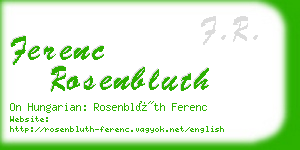 ferenc rosenbluth business card